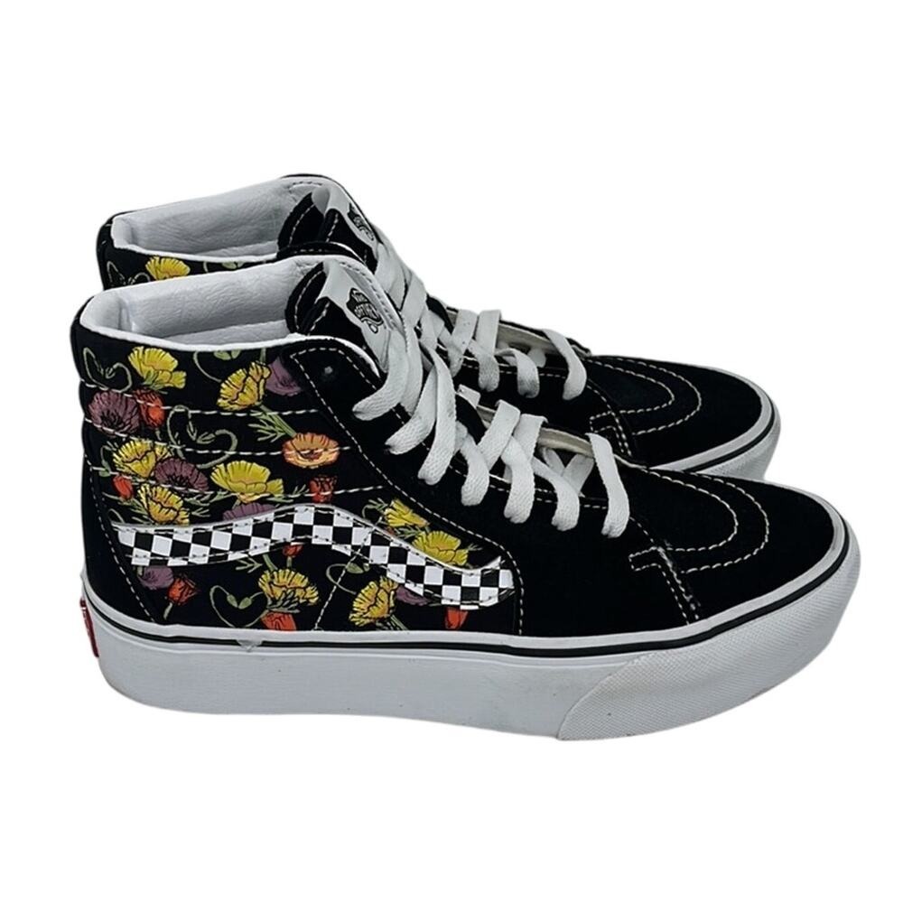 Vans Sk8-Hi Tapered Platform Floral Checkerboard Sneakers 721356 Womens‎ Sz 7